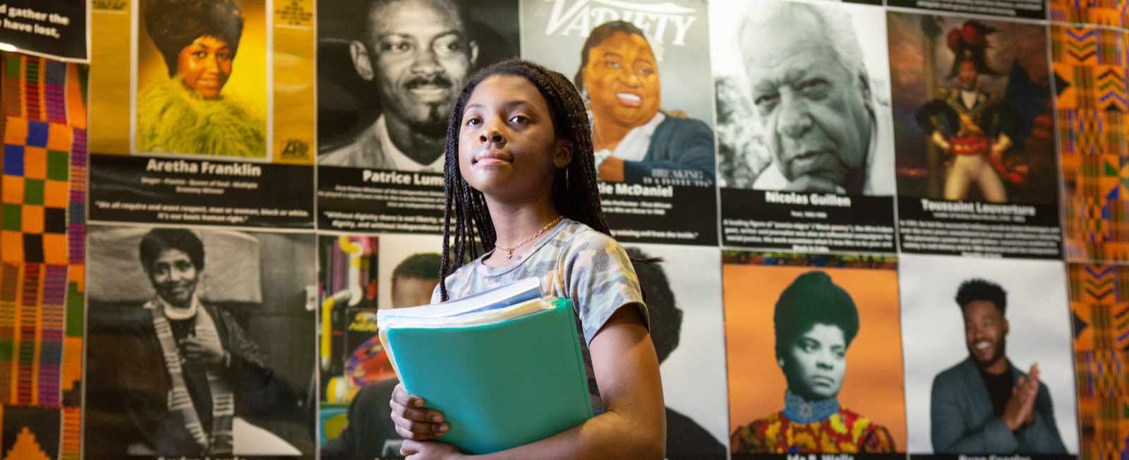 Student in a museum of African American history