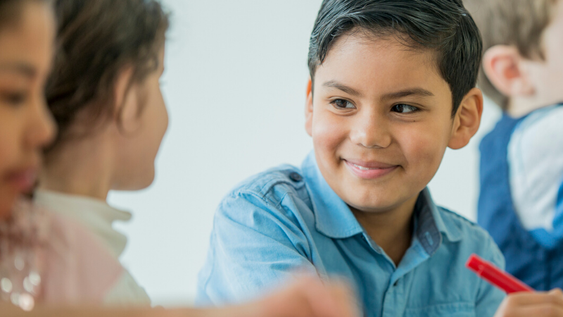 latino boy in the classroom