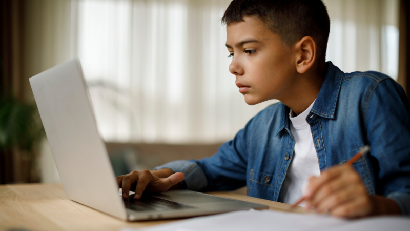 teen boy at the computer
