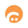 an orange circle with an upside down happy face