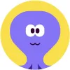 Kira Learning Logo, a purple cartoon octopus