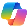 Microsoft Copilot logo, a stylized 3D loop with a rainbow gradient