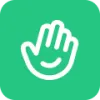 light green square with white hand outline